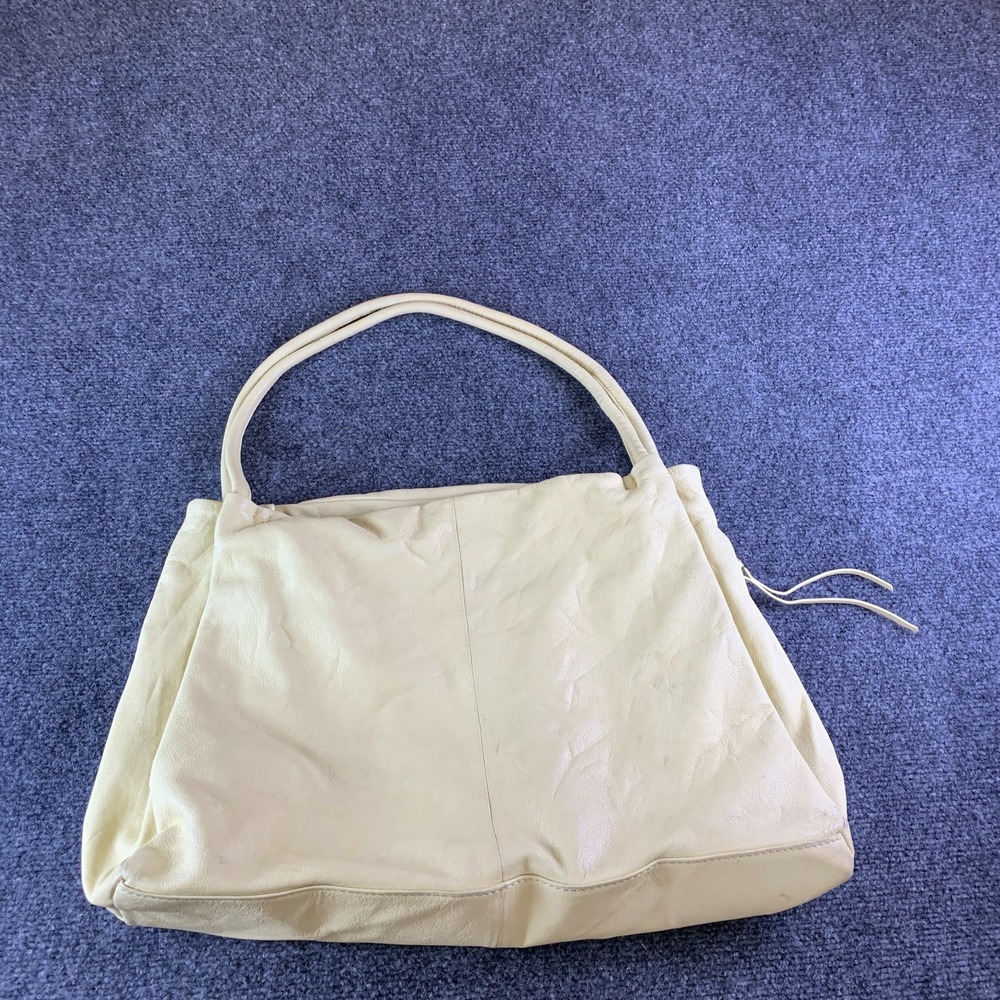 Hobo Leather Shoulder Bag Womens Beige Double Strap Inner Pocket Boho Chic